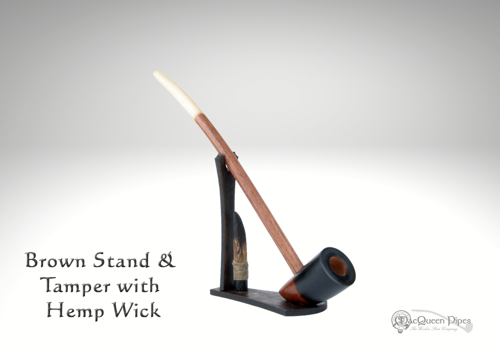 Brown Pipe Stand & Tamper with Hemp Wick - MacQueen Pipes